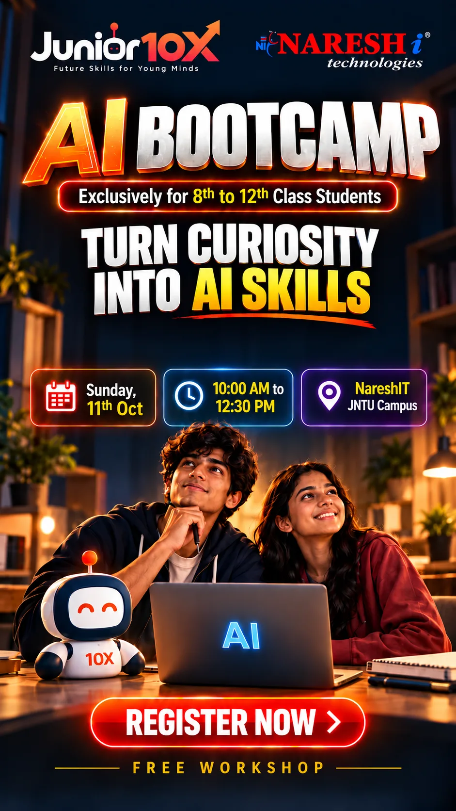 Child learning in the AI Bootcamp for 8th to 12th Class Students Online workshop