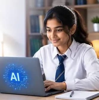Mentor guiding a child at a laptop